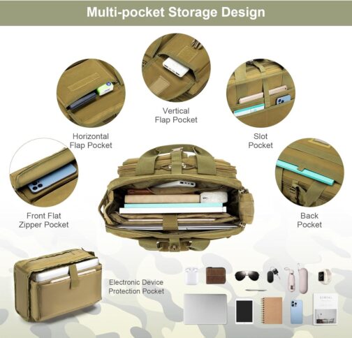 Tactical Military Laptop Messenger Bag for Men, Shoulder Briefcase - Image 4
