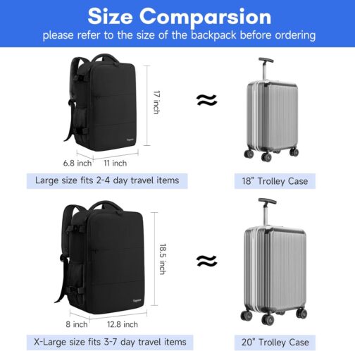 Taygeer Travel Backpack for Men Women, Carry On Backpack with USB Charging Port and Shoe Pouch, TSA 17.3inch Laptop Backpack Flight Approved, Nurse Bag Casual Daypack for Weekender Business Hiking,Black - Image 6
