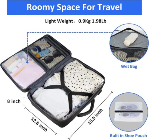 Taygeer Travel Backpack for Men Women, Carry On Backpack with USB Charging Port and Shoe Pouch, TSA 17.3inch Laptop Backpack Flight Approved, Nurse Bag Casual Daypack for Weekender Business Hiking,Black - Image 4