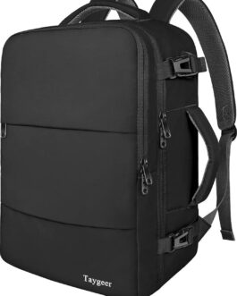 Taygeer Travel Backpack for Men Women, Carry On Backpack with USB Charging Port and Shoe Pouch, TSA 17.3inch Laptop Backpack Flight Approved, Nurse Bag Casual Daypack for Weekender Business Hiking,Black