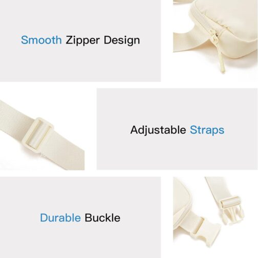 Telena Belt Bag for Women Men Fashionable Crossbody Fanny Pack for Women Waist Bag with Adjustable Strap Beige - Image 6