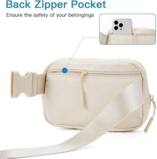 Telena Belt Bag for Women Men Fashionable Crossbody Fanny Pack for Women Waist Bag with Adjustable Strap Beige - Image 4