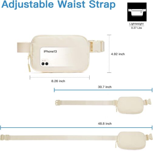 Telena Belt Bag for Women Men Fashionable Crossbody Fanny Pack for Women Waist Bag with Adjustable Strap Beige - Image 5