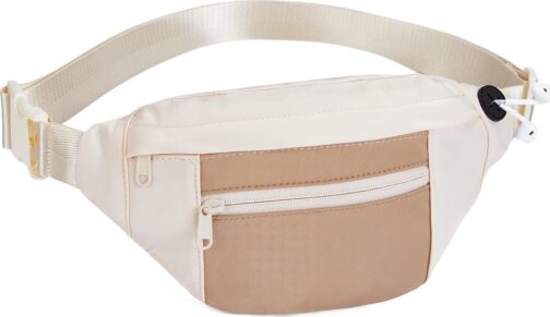 Telena Crossbody Fanny Pack for Women Men Fashion Waist Pack Belt Bag with 4-Zipper Pockets for Hiking Running Travel, Beige-Khaki - Image 6