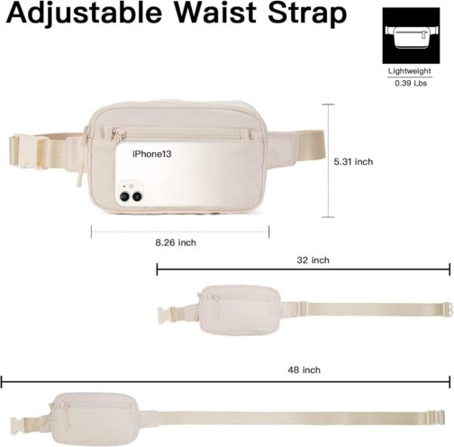 Telena Fanny Packs for Women Men Fashionable Cross Body Belt Bag with Adjustable Straps Beige - Image 4