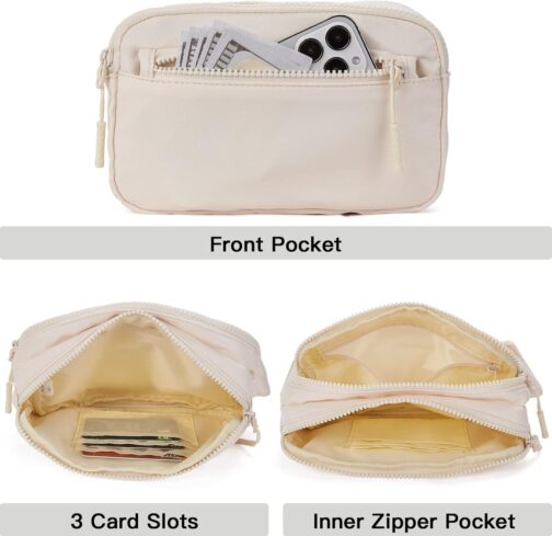 Telena Fanny Packs for Women Men Fashionable Cross Body Belt Bag with Adjustable Straps Beige - Image 5
