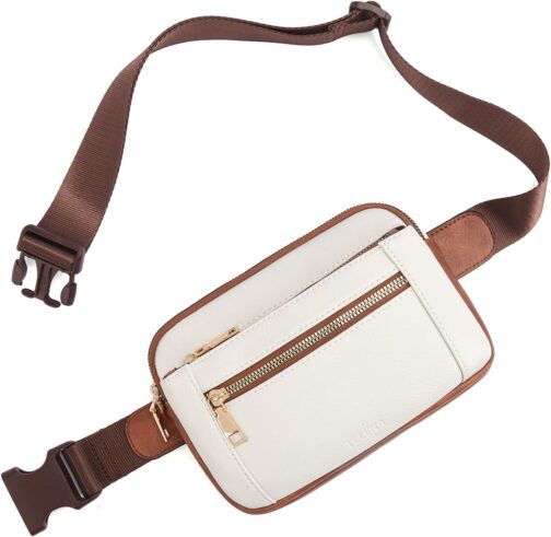 Telena Fanny Packs for Women Cross Body Bag Leather Belt Bag Fashionable Waist Bag with Adjustable Strap Beige Brown - Image 6