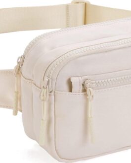 Telena Fanny Packs for Women Men Fashionable Cross Body Belt Bag with Adjustable Straps Beige
