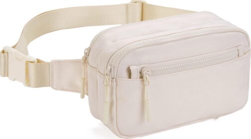 Telena Fanny Packs for Women Men Fashionable Cross Body Belt Bag with Adjustable Straps Beige