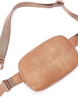 Telena Leather Belt Bag for Women Fashionable Fanny Packs Cross Body Bag Waist Pack Camel Brown