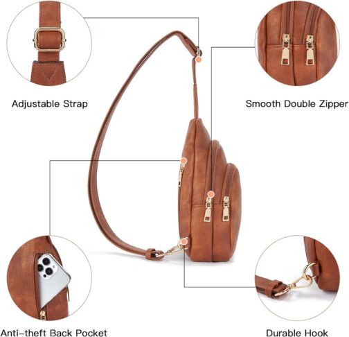 Telena Small Sling Bag for Women Leather Crossbody Fanny Packs Chest Bag for Women - Image 4