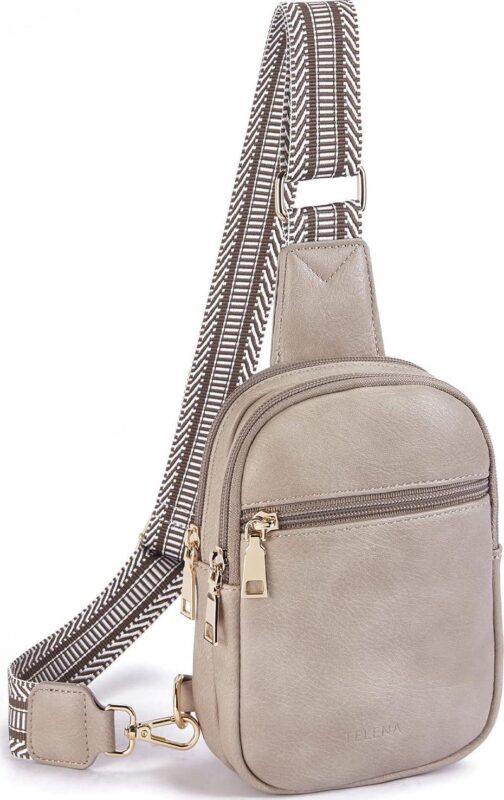 Telena Small Sling Bag for Women Vegan Leather Fashionable Fanny Pack Crossbody Bags for Women Chest Bag for Travel
