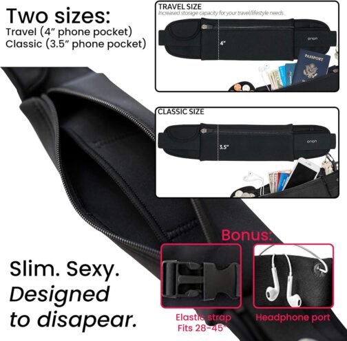 The Belt of Orion Survival Gear Travel Running Belt Waist Fanny Pack Hands Free Way to Carry Sanitizer, Face Mask, Phone, Passport, Keys, ID, Money and Everyday Essentials (Travel 9 x4 ) - Image 7