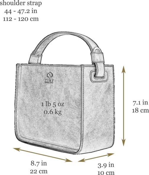 Time Resistance Leather Handbag - Full-Grain Leather Purse for Women - Tote Bag with Detachable Shoulder Strap - Image 6