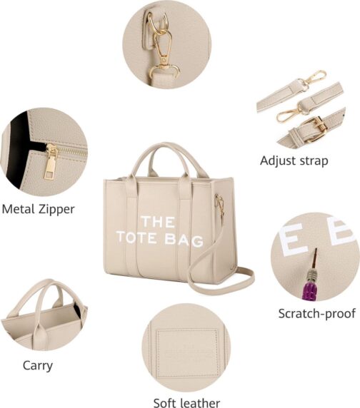 Tote Bag for Women, The Tote Bag with Zipper, Aesthetic Shoulder, Crossbody, Handbag Tote for Work - Image 3