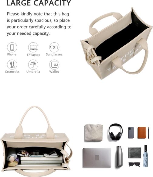 Tote Bag for Women, The Tote Bag with Zipper, Aesthetic Shoulder, Crossbody, Handbag Tote for Work - Image 5