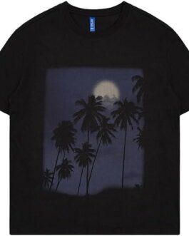 Trendy Loose Fit T-Shirt with Night White Ink Print for Men – 2024 Summer Collection