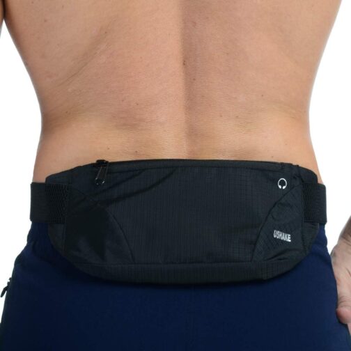 USHAKE Running Belt,Men or Women Ultra Light Bounce Free Waist Pouch Bag Fitness Workout Belt Sport Waist Pack Exercise Waist Bag for iPhone Samsung LG in Running Gym Marathon (BLACK) - Image 2