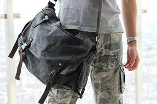[Upgraded] Vintage Canvas Messenger Bag Large Book Laptop Shoulder Bag Women Men New - Image 5