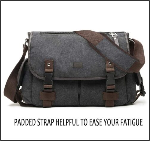 [Upgraded] Vintage Canvas Messenger Bag Large Book Laptop Shoulder Bag Women Men New - Image 6