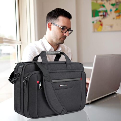 VANKEAN Laptop Briefcase Premium Laptop Case Fits Up to 17.3 Inch Business Shoulder Bag Laptop Expandable Water-Repellent Messenger Bag for Men/Women Computer Bag for Travel/Business/Black - Image 7