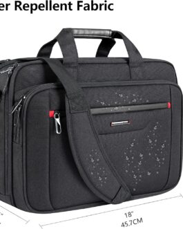VANKEAN Laptop Briefcase Premium Laptop Case Fits Up to 17.3 Inch Business Shoulder Bag Laptop Expandable Water-Repellent Messenger Bag for Men/Women Computer Bag for Travel/Business/Black