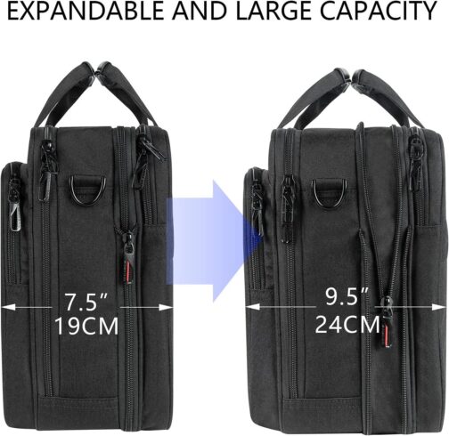 VANKEAN Laptop Briefcase for Men Women, 17.3 Inch Laptop Bag Water Repellent and Expandable Messenger Bag with Strap, Premium Shoulder Bag Womens Briefcase Computer Bag for Travel/Business, Black - Image 6