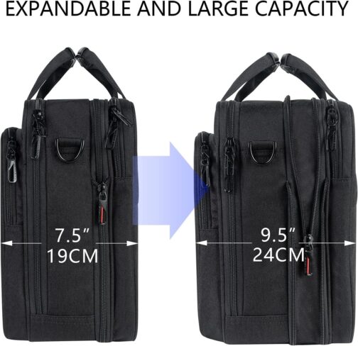 VANKEAN Laptop Briefcase Premium Laptop Case Fits Up to 17.3 Inch Business Shoulder Bag Laptop Expandable Water-Repellent Messenger Bag for Men/Women Computer Bag for Travel/Business/Black - Image 3