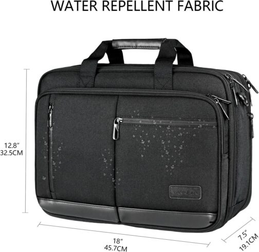 VANKEAN Laptop Briefcase for Men Women, 17.3 Inch Laptop Bag Water Repellent and Expandable Messenger Bag with Strap, Premium Shoulder Bag Womens Briefcase Computer Bag for Travel/Business, Black - Image 2