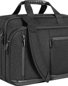 VANKEAN Laptop Briefcase for Men Women, 17.3 Inch Laptop Bag Water Repellent and Expandable Messenger Bag with Strap, Premium Shoulder Bag Womens Briefcase Computer Bag for Travel/Business, Black