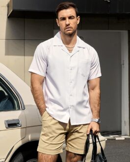 VATPAVE Mens Casual Short Sleeve Button Down Shirts Wrinkle Free Summer Beach Shirts with Pocket