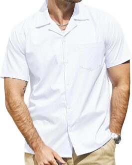 VATPAVE Mens Casual Short Sleeve Button Down Shirts Wrinkle Free Summer Beach Shirts with Pocket