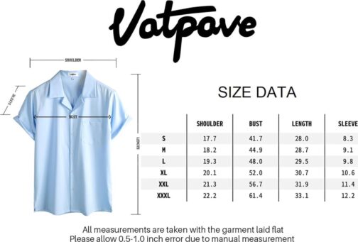 VATPAVE Mens Casual Short Sleeve Button Down Shirts Wrinkle Free Summer Beach Shirts with Pocket - Image 7
