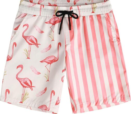 VATPAVE Mens Flamingo Hawaiian Sets Casual Short Sleeve Button Down Shirts Beach Outfits - Image 5