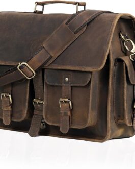 VC VINTAGE COUTURE Leather Briefcase 16 Inch Laptop Messenger Bags for Men and Women Best Office Briefcase Satchel Bag