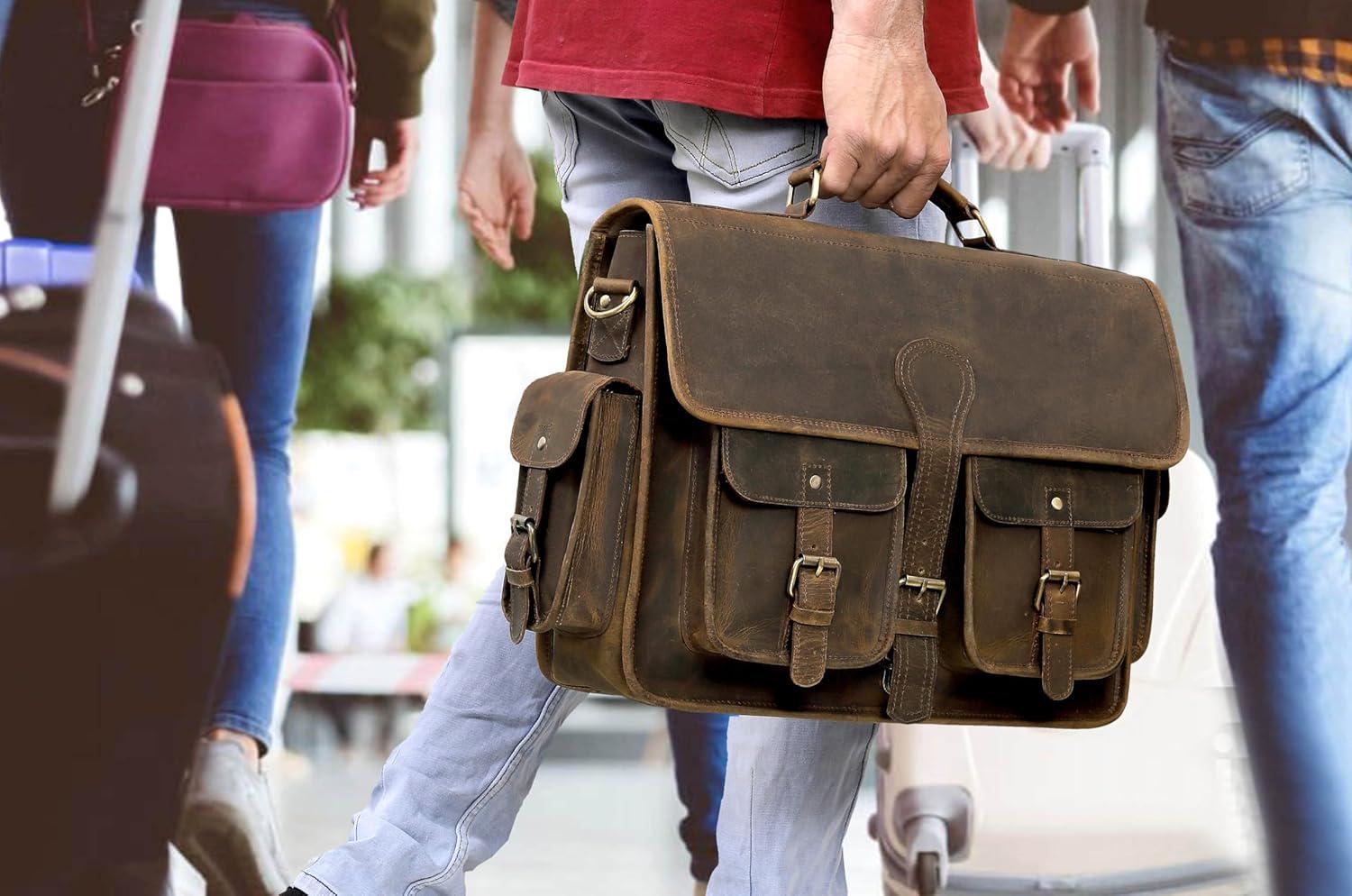 VC VINTAGE COUTURE Leather Briefcase 16 Inch Laptop Messenger Bags for Men and Women Best Office Briefcase Satchel Bag - Image 2