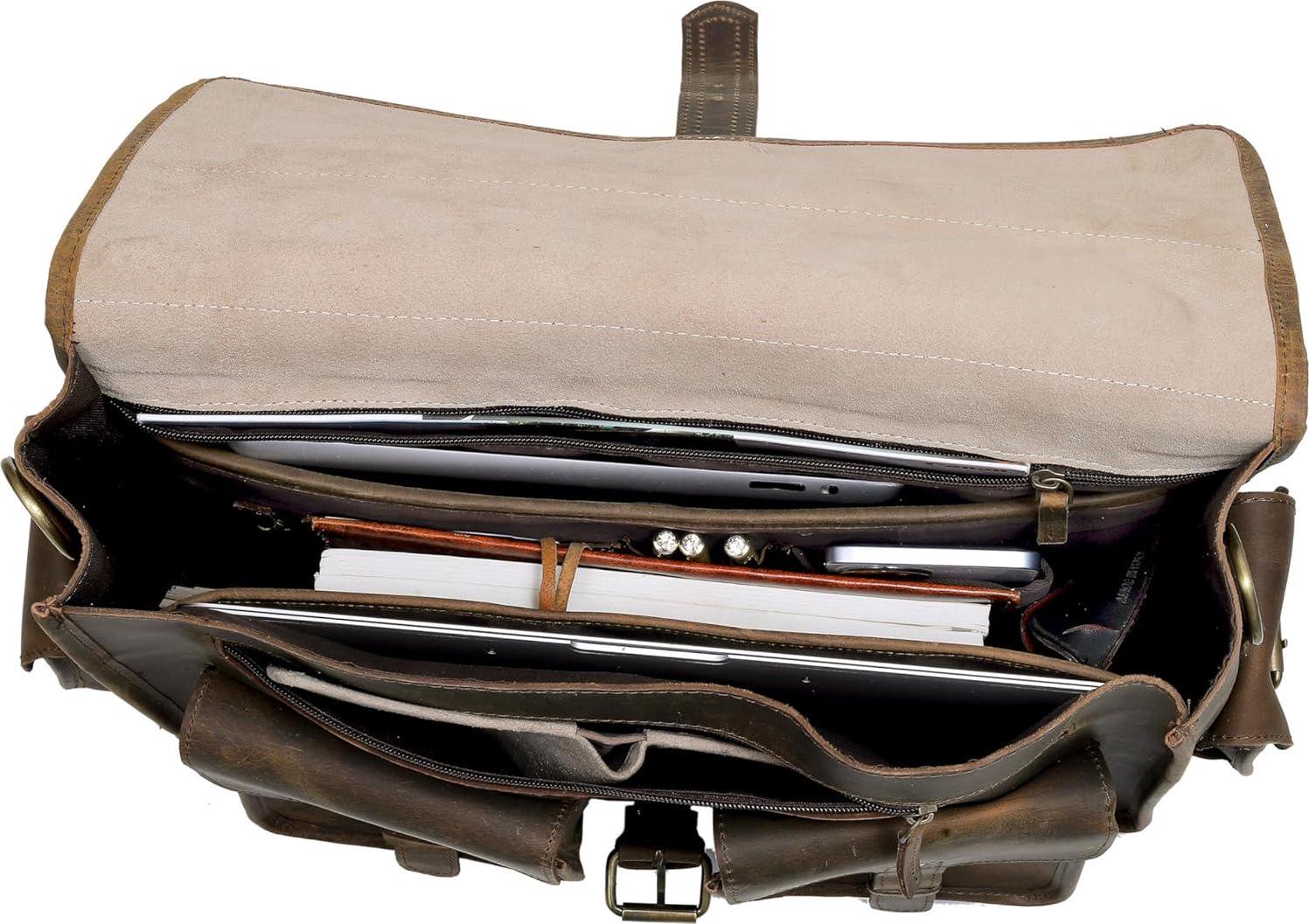 VC VINTAGE COUTURE Leather Briefcase 16 Inch Laptop Messenger Bags for Men and Women Best Office Briefcase Satchel Bag - Image 7