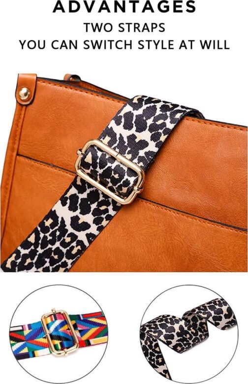 Vegan Leather Crossbody Bags for Women, Crossbody Purse with Guitar Strap Zipped Pockets Handbag Shoulder Bag - Image 3