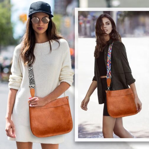Vegan Leather Crossbody Bags for Women, Crossbody Purse with Guitar Strap Zipped Pockets Handbag Shoulder Bag - Image 6