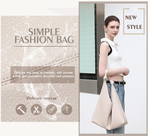 Vegan Leather Hobo Purses set, Slouchy Shoulder Bag Knotted Hobo Bags for Women with a small makeup bag - Image 6