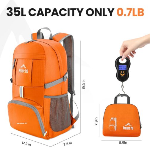 Venture Pal 35L Ultralight Lightweight Packable Foldable Travel Camping Hiking Outdoor Sports Backpack Daypack - Image 5