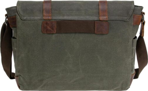 Vintage Genuine Leather Waxed Canvas Briefcase Large Satchel Shoulder Bag Rugged Computer 15.6  Laptop Bag - Image 6