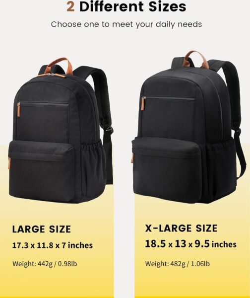 Vorspack Backpack for Men and Women - Lightweight Backpack Classical Basic Bookbag with Multi-pockets Casual Daypack for College Workplace Travel - Black - Image 6