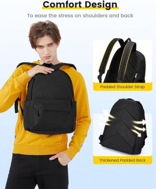 Vorspack Backpack for Men and Women - Basic Bookbag Casual Daypack Backpacks for College Work Travel - Image 4