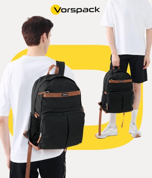Vorspack Backpack for Men and Women - Large Casual Daypack Backpacks Lightweight Bookbag for College Work Travel - Black - Image 3