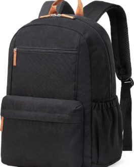 Vorspack Backpack for Men and Women – Lightweight Backpack Classical Basic Bookbag with Multi-pockets Casual Daypack for College Workplace Travel – Black