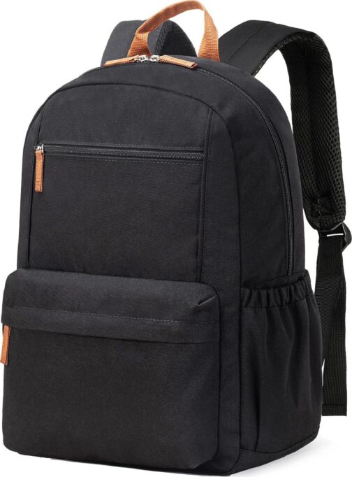 Vorspack Backpack for Men and Women - Lightweight Backpack Classical Basic Bookbag with Multi-pockets Casual Daypack for College Workplace Travel - Black