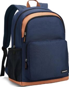 Vorspack Backpack for Men and Women – Basic Bookbag Lightweight Casual Daypack Backpacks for College Work Travel – Navy Blue