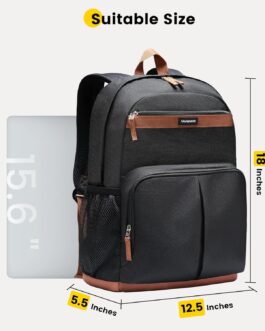 Vorspack Backpack for Men and Women – Large Casual Daypack Backpacks Lightweight Bookbag for College Work Travel – Black