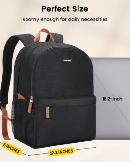 Vorspack Backpack for Men and Women – Lightweight Bookbag College Backpack Casual Daypack Backpacks for Travel Work – Black